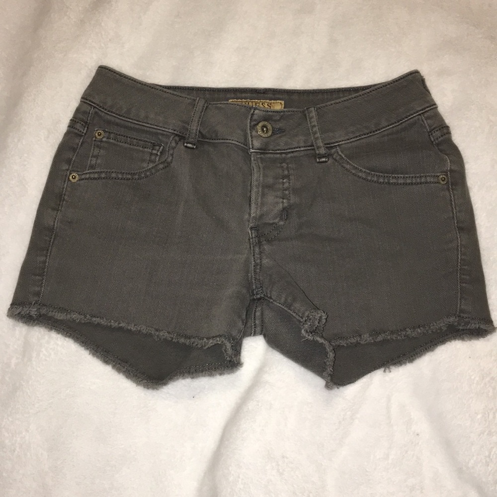 EUC Guess Button fly grey jean shorts. Size 24